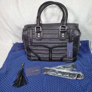 Rebecca Minkoff Mab Mini Bombe Tweed and Silver Gray Leather Satchel NWT $495
